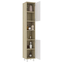 vidaXL Armadio da Bagno Bianco e Rovere Sonoma 30x30x179 cm Truciolato