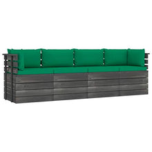 vidaXL Divano da Giardino 4 Posti su Pallet con Cuscini Massello Pino