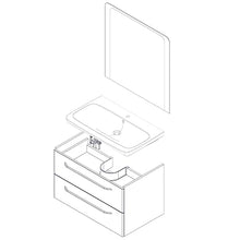 FACKELMANN Set di mobili da bagno sospesi, 3 pezzi, Milano con lavabo da 80 cm e specchio da bagno a LED