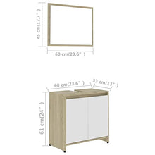 Sonoma Agglomerato - Set di mobili da bagno, colore: Bianco e quercia