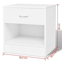 Comodini da notte con cassetto, per camera da letto, soggiorno, bianco, 36,5 x 30,5 x 38 cm