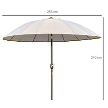 Outsunny Ombrellone da Giardino e Terrazza con Manovella, 18 Stecche e Testa Inclinabile, Ф255cm Bianco Crema