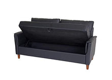 Mendler Divano a 3 posti Relax TV con vano Contenitore HWC-H23 Ecopelle Nero