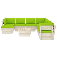 SKM Set Divani da Giardino su Pallet 9 pz con Cuscini Legno Abete (171.2kg) Verde-3671