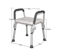BESTSOON Sgabello Doccia Sedia da Bagno con Braccioli in Lega di Alluminio Regolabile in Altezza Bianca
