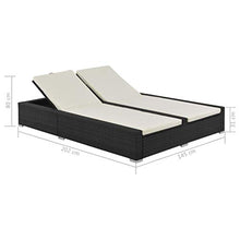 vidaXL Lettino Prendisole Doppio in Polyrattan Nero e Crema Sdraio Spiaggia