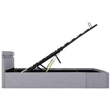 Tidyard pedkit Letto Idraulico Contenitore LED Grigio Chiaro Tessuto 160x200cm,Camera da Letto, Camera degli Ospiti o dormitorio