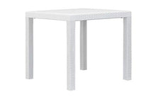 Tomaino Tavolo Quadrato per Esterno/Interno in plastica Simil Rattan (Bianco)