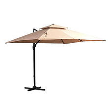 Outsunny Ombrellone da Giardino 294x294cm a Braccio con Manovella, Girevole a 360° e Inclinazione Regolabile, Khaki