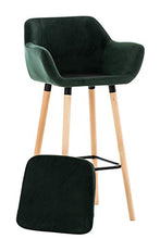 CLP Sgabello Bar Grant In Velluto Sfoderabile I Sedia Alta Cucina In Legno Di Faggio Con Cuscino Removibile, Colore:verde