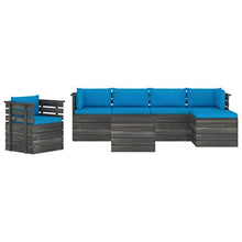 FAMIROSA Set Divani da Giardino su Pallet 7 pz con Cuscini Massello Pino-1879