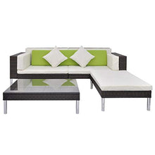 SKM Set Divani da Giardino 4 pz con Cuscini in Polyrattan Marrone (51.2kg)