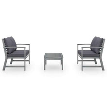 SKM Set Divani da Giardino 3 pz con Cuscini in Legno Acacia Grigio