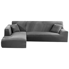 seebesteu Copridivano con Penisola Chaise Longe Elasticizzato per Divano a Forma di L (Grigio, 3 Posti+3 Posti)