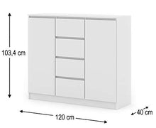 BIM Furniture Cassettiera Maya 2D4S con 4 cassetti, 120 cm