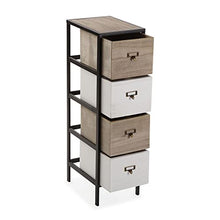 VERSA Rinna Mobile bagno, Mobiletto bagno Salvaspazio, Mobiletti, Cassettiera con 4 cassetti portaoggetti, Misure (A x L x l) 81 x 32 x 26 cm, Legno e metallo, Colore Bianco e marrone