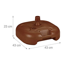 Relaxdays Base per Ombrellone, da Riempire con Acqua o Sabbia, per Aste D 25-32mm, Supporto in Plastica,43x43 cm,Marrone