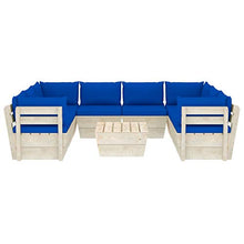 FAMIROSA Set Divani da Giardino su Pallet 9 pz con Cuscini Legno Abete-3610