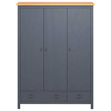 FAMIROSA Armadio a 3 Ante Hill Range Grigio 127x50x170cm Massello Pino