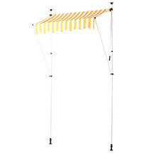 Emoshayoga Retrattile Regolabile in Altezza Resistente 1,5x1,2 M Tenda da Sole Tettoia da Giardino Multifunzione Manuale Resistente alle intemperie(Yellow And White Strips)