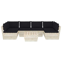 FAMIROSA Set Divani da Giardino su Pallet 7 pz con Cuscini Legno Abete-3595