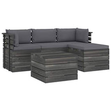 FAMIROSA Set Divani da Giardino su Pallet 5 pz con Cuscini Massello Pino-1803