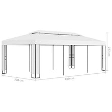 vidaXL Gazebo con Tetto Doppio 3 x 6 m Bianco