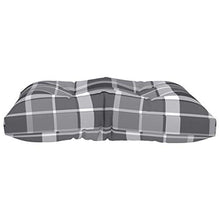 vidaXL Cuscino per Pouf su Pallet Grigio Motivo a Quadri in Tessuto