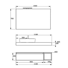 bonussi Mobile Bagno Sospeso 110 cm Lavabo Specchio e 1 Cassettone Ansel