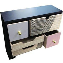 Mini comò in legno nero con 5 cassetti, contenitore per gioielli in stile Cottage