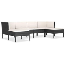SKM Set Divani da Giardino 6 pz con Cuscini in Polyrattan Nero (40kg) Nero-6962