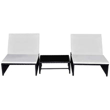 vidaXL Lettini Prendisole da Giardino a 2 Posti 5 pz Poli Rattan Nero Sdraio