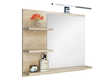 DOMTECH specchio da bagno con ripiani e illuminazione a LED, in rovere, da parete, misura L