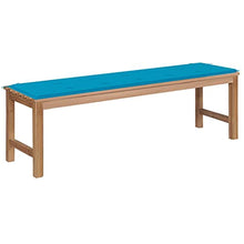 vidaXL Panca da Giardino con Cuscino Blu 150 cm in Legno di Teak