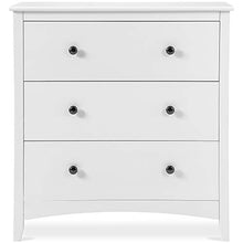 Doolland Comodino bianco con estremità laterali in legno anti-inchinatura supporti con grande cassettiera con 3 cassetti per camera da letto, mobili per la casa