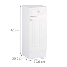 Relaxdays Mobile Bagno Legno, Armadietto con Cassetto, Design a Lamella, con Un’Anta, HLP: 80 x 30,5 x 30,5 cm, Bianco, White