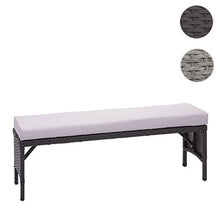 Mendler Panca panchina HWC-G16 polyrattan 112cm Nero Cuscino Grigio Chiaro