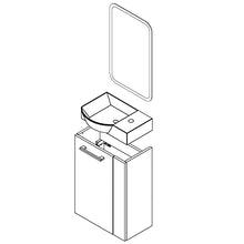 FACKELMANN Sceno - Set di mobili da bagno per gli ospiti, 3 pezzi, 45 cm, lavabo in ceramica e specchio da bagno a LED