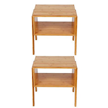 Cikonielf - Comodino impilabile in bambù, 2 pezzi, per decorare la camera da letto, 40 x 29 x 42 cm