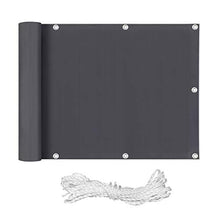 Aufun - Telo in PVC per balcone, 600 x 90 cm, con occhielli e cordoncino, protezione antivento senza viti, parasole per balcone, impermeabile (antracite)