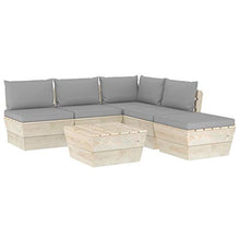SKM Set Divani da Giardino su Pallet 6 pz con Cuscini Legno Abete (107.2kg) Grigio