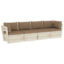 vidaXL Divano da Giardino a 4 Posti su Pallet con Cuscini Legno Abete