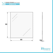 Inbagno Specchio con Lampada LED Reversibile, COMPLETA di luce LED cromata da 30 cm a risparmio energetico (Luce Naturale, 60x80 Reversibile)