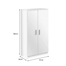 Bridge Armadio Multiuso, Armadio in Legno 7 Ripiani, Armadio 2 Ante, 108 x 55 x 36 cm, Bianco