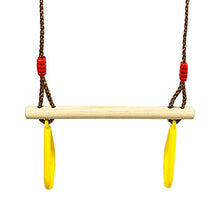 ValueHall Altalena con Anelli da Ginnastica con Anelli di Plastica y Corda Regolabile per Bambini Trapezio in Legno V7110B
