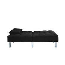 Sofa Divano Letto Nero RECLINABILE in Tessuto Nero 3 POSTI con 2 Cuscini 196 X 68 X 85 CM