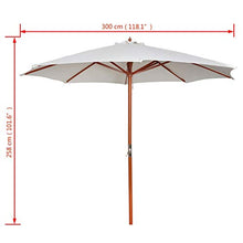 vidaXL Ombrellone da Esterno Poliestere e Legno Bianco Parasole Tenda Giardino