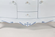 Legno&Design Mobile Bagno bombato Barocco Azzurro Piano in Marmo 2 Ante e 2 cassetti