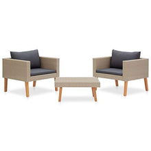 FAMIROSA Set Divani da Giardino 3 pz con Cuscini in Polyrattan Beige-0217