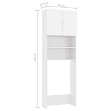 Tidyard Mobile per Lavatrice, Mobiletto Bagno, Armadio Alto per Lavatrice, con 2 Ante e 2 Scomparti Aperti, 64x25,5x190 cm in Truciolato Bianco Lucido